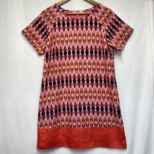 Collective Concepts Short Sleeve Lined Shift Dress Women Large Pink Multicolor